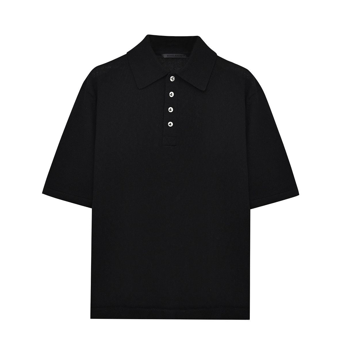 Roolrren Homme Cotton Linen Polo Shirt in Black