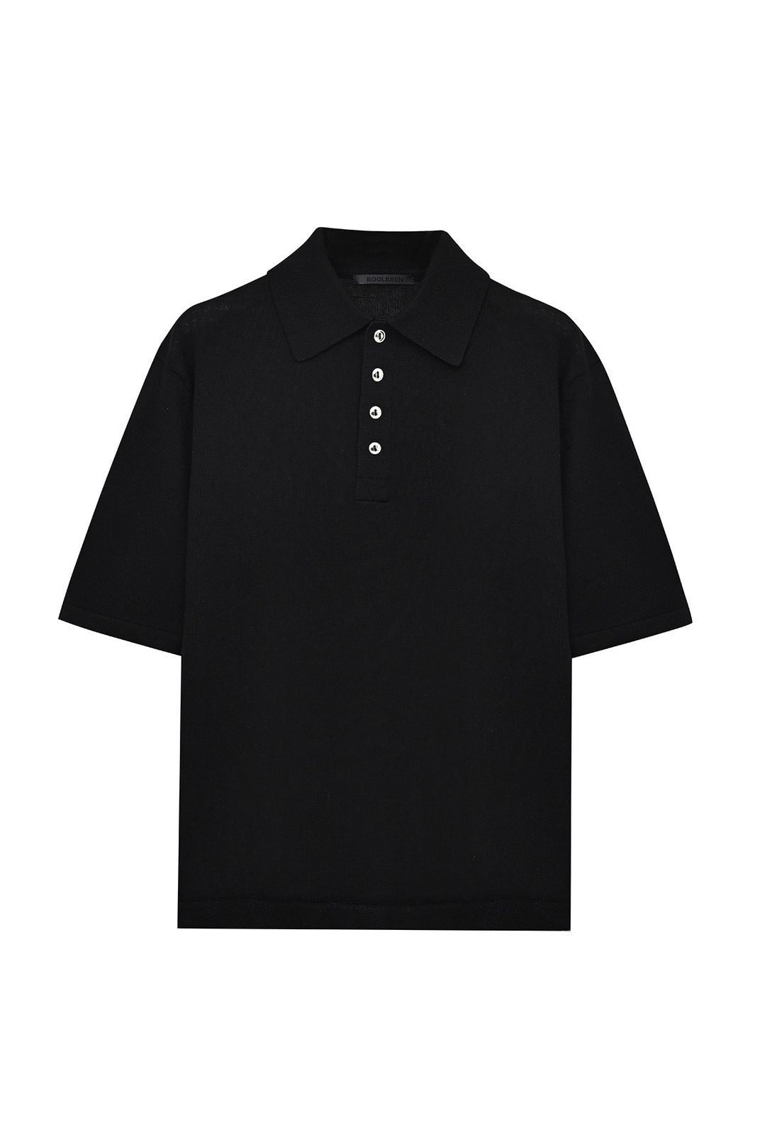 Roolrren Homme Cotton Linen Polo Shirt in Black