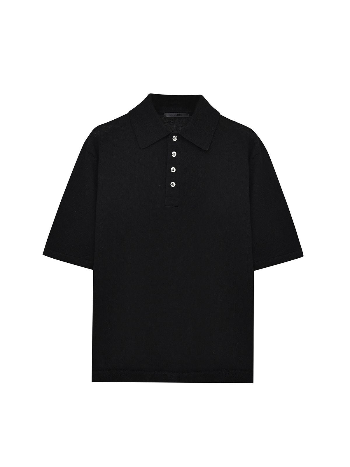 Roolrren Homme Cotton Linen Polo Shirt in Black