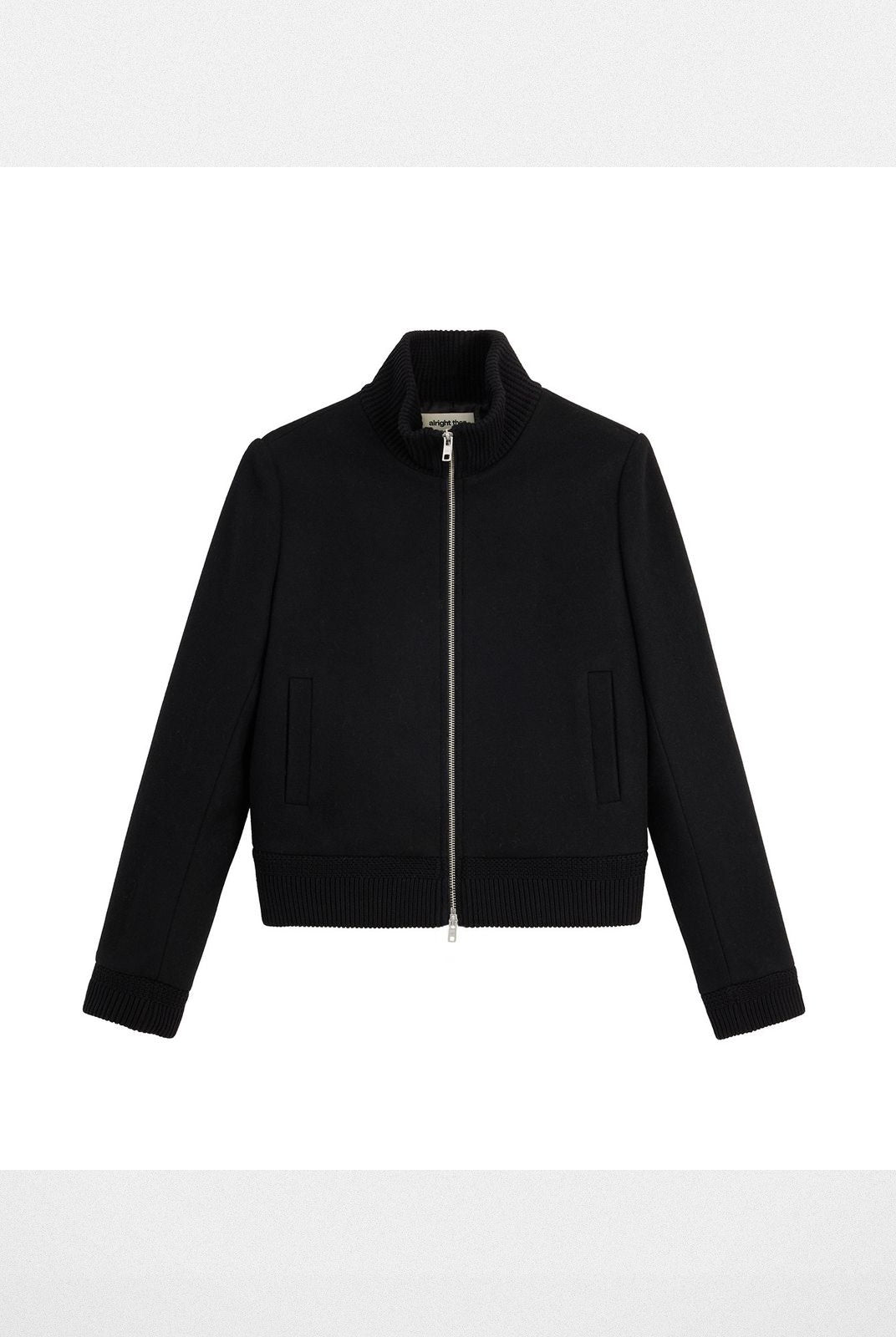 Alright then Lamb Wool Blend Double Zip Jacket in Black