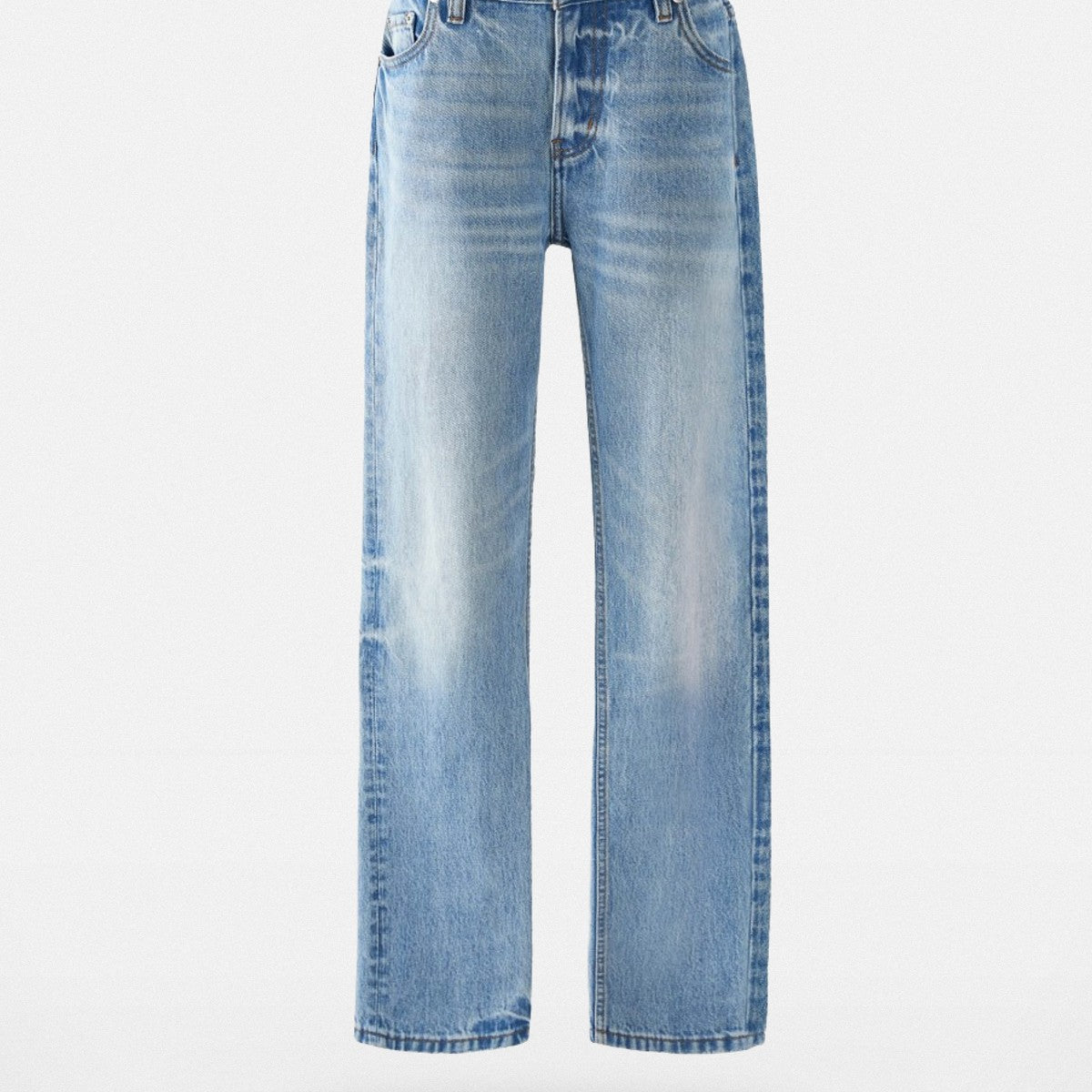 VLABMADE Ice Blue Raw Hem Straight Jeans in Blue