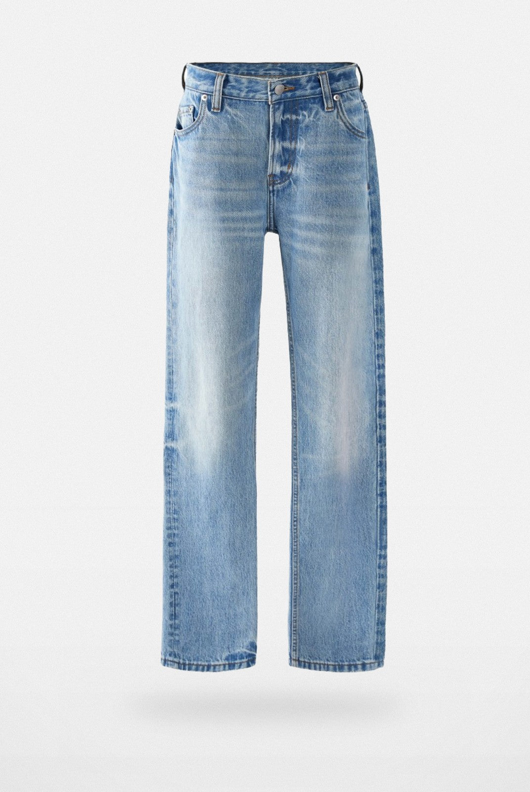 VLABMADE Ice Blue Raw Hem Straight Jeans in Blue