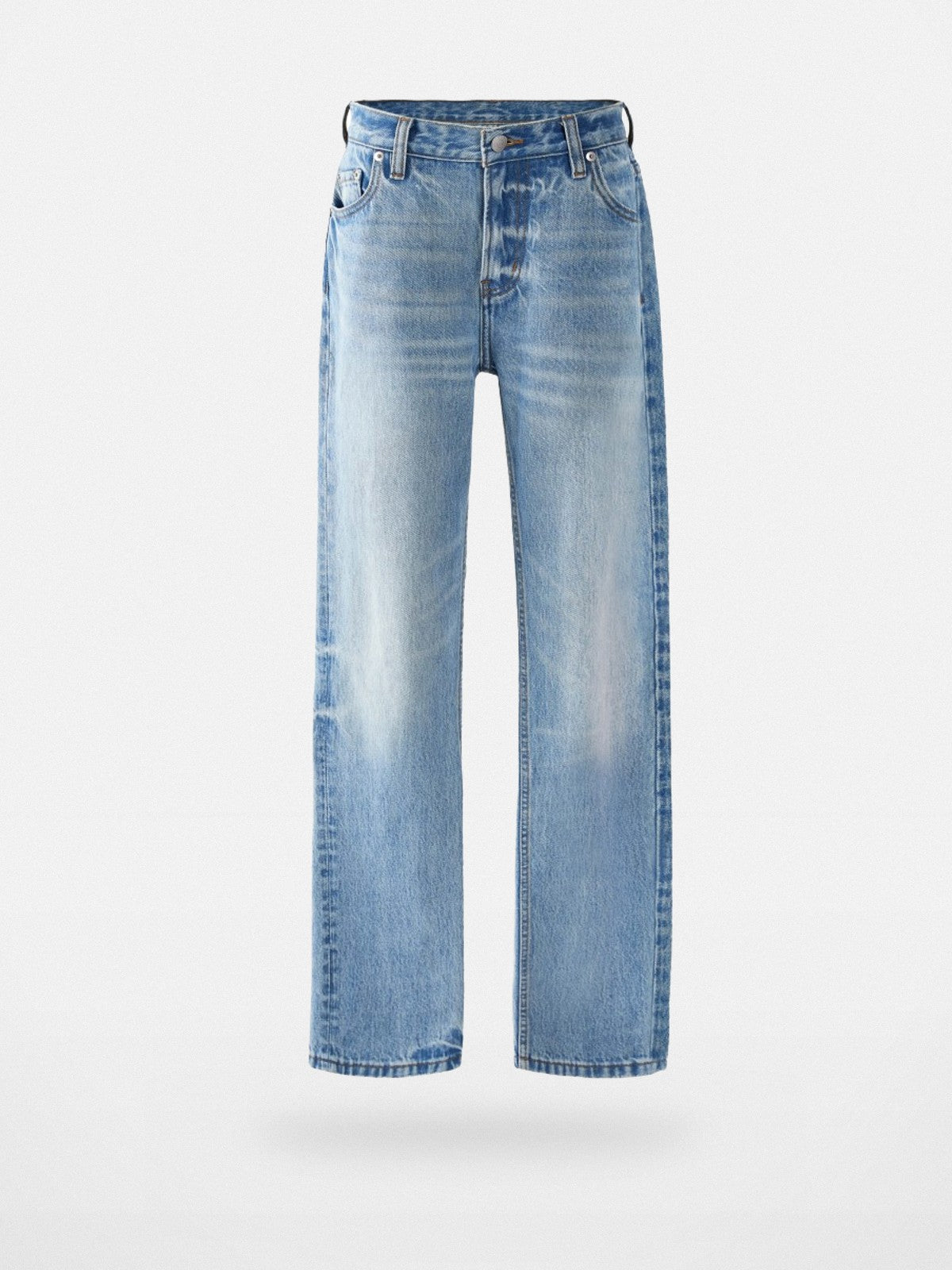 VLABMADE Ice Blue Raw Hem Straight Jeans in Blue
