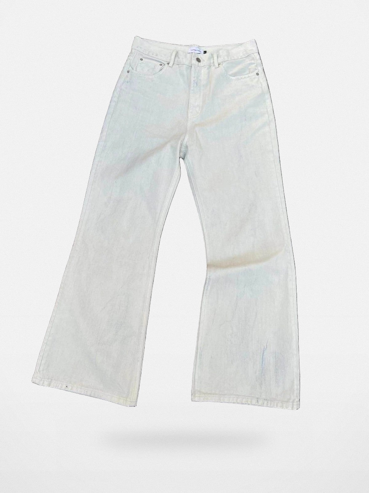 AFterTaste Bone White Vintage Washed Micro Flare Jeans in Sky Blue