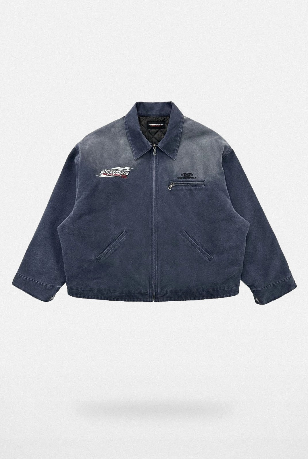 UNKNOWNWORLD Sun Faded Canvas Racing Jacket in Denim