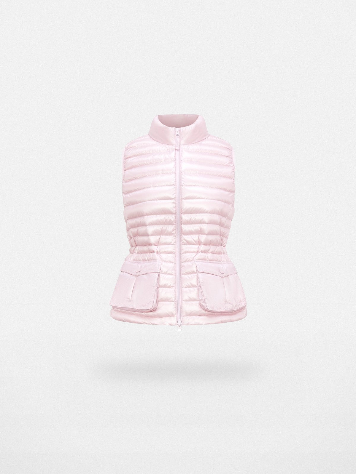RARELY ALIKE Cinched Waist Down Vest in Pink