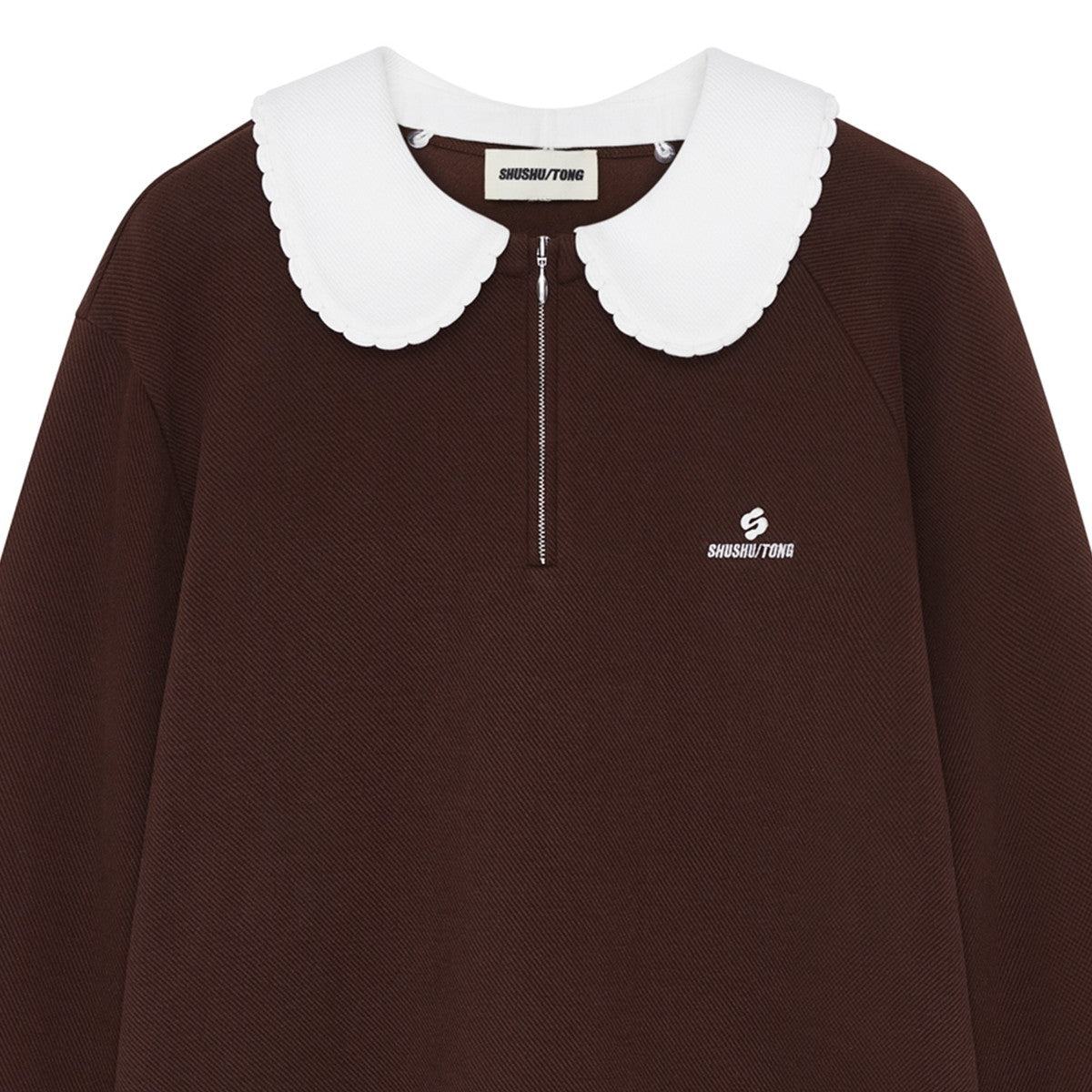 SHUSHUTONG Oversized Doll Collar Sweatshirt in Brown