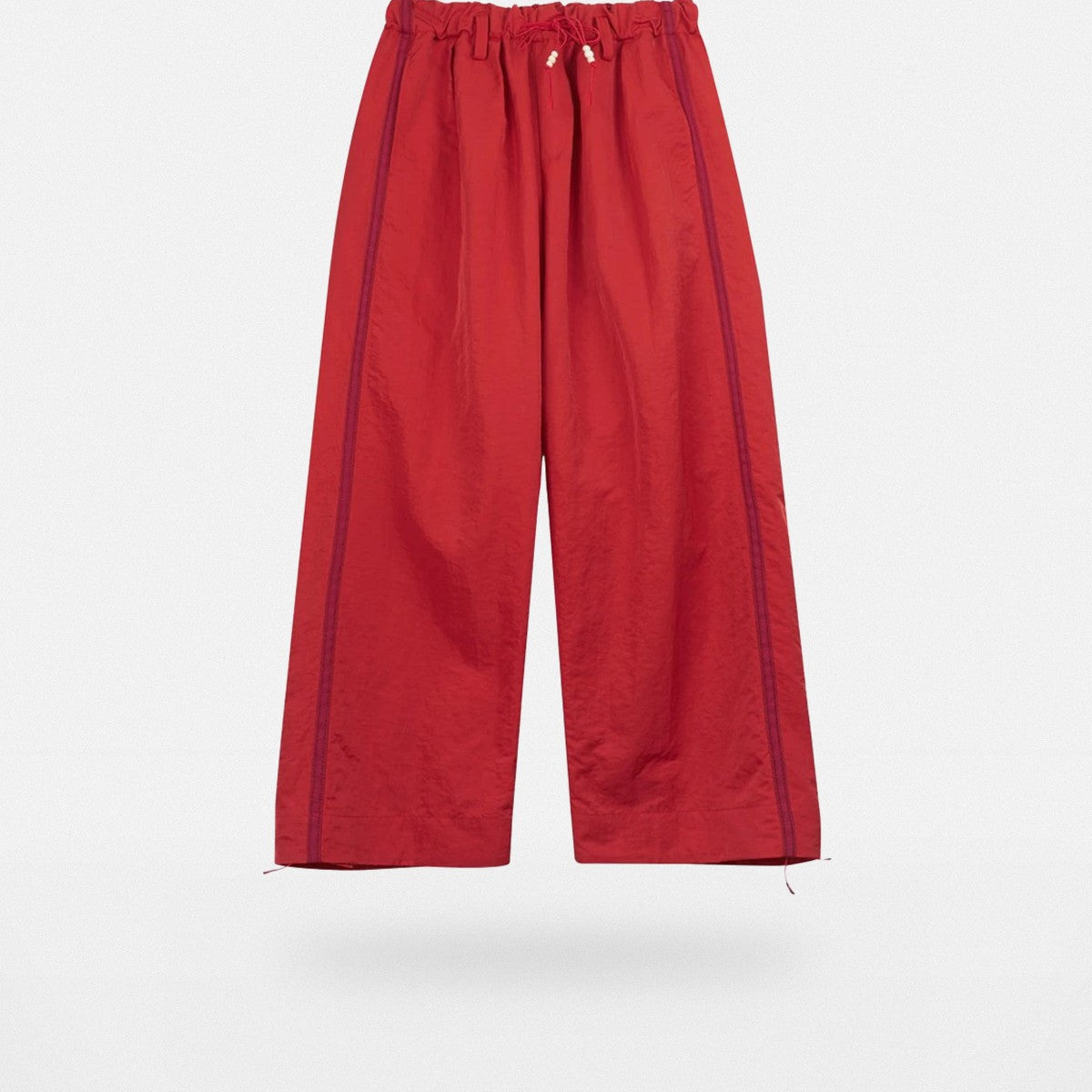 Simple Project Wide Leg Nylon Drawstring Trousers in Red