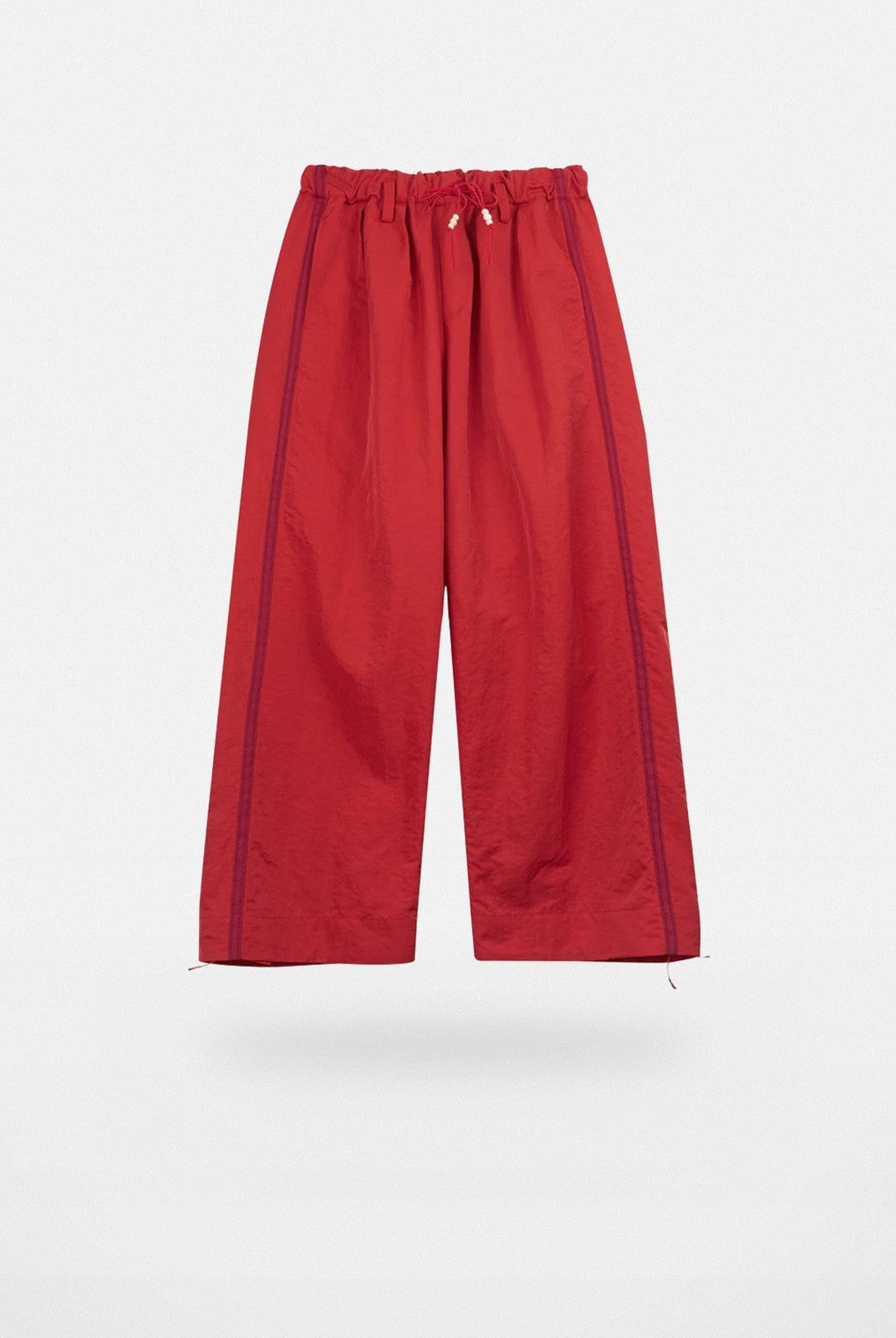 Simple Project Wide Leg Nylon Drawstring Trousers in Red
