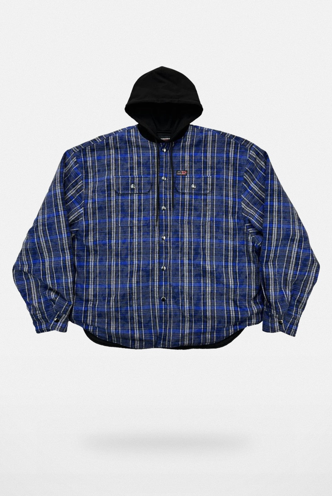 UNKNOWNWORLD Oversized Padded Hooded Shirt Jacket in Blue