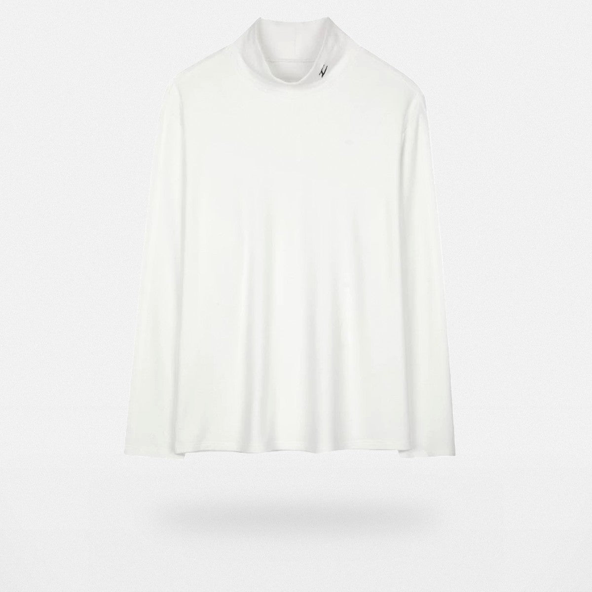 LOSTCTRL Embroidered Mock Neck Top in White