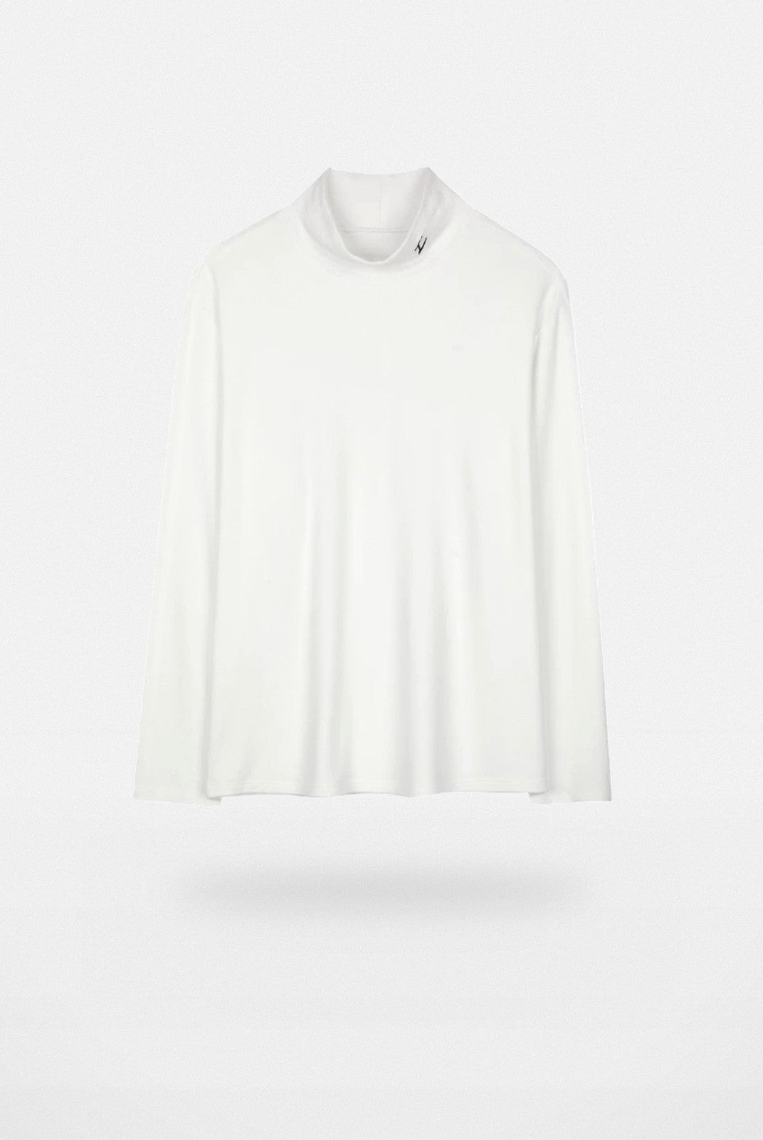LOSTCTRL Embroidered Mock Neck Top in White