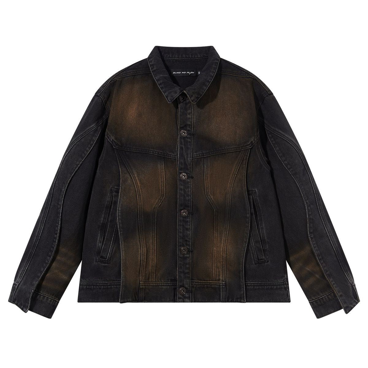 BLINDNOPLAN Mud Wash Structural Denim Jacket in Gray