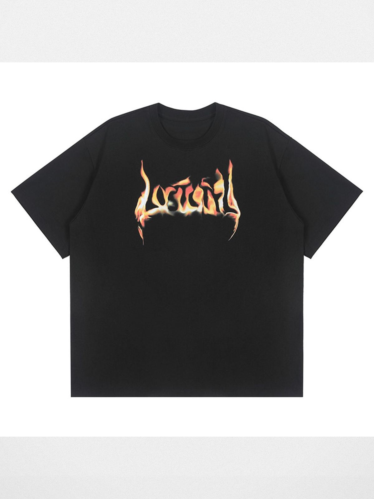 LOSTCTRL Flame Logo Heavy Cotton T Shirt in Black