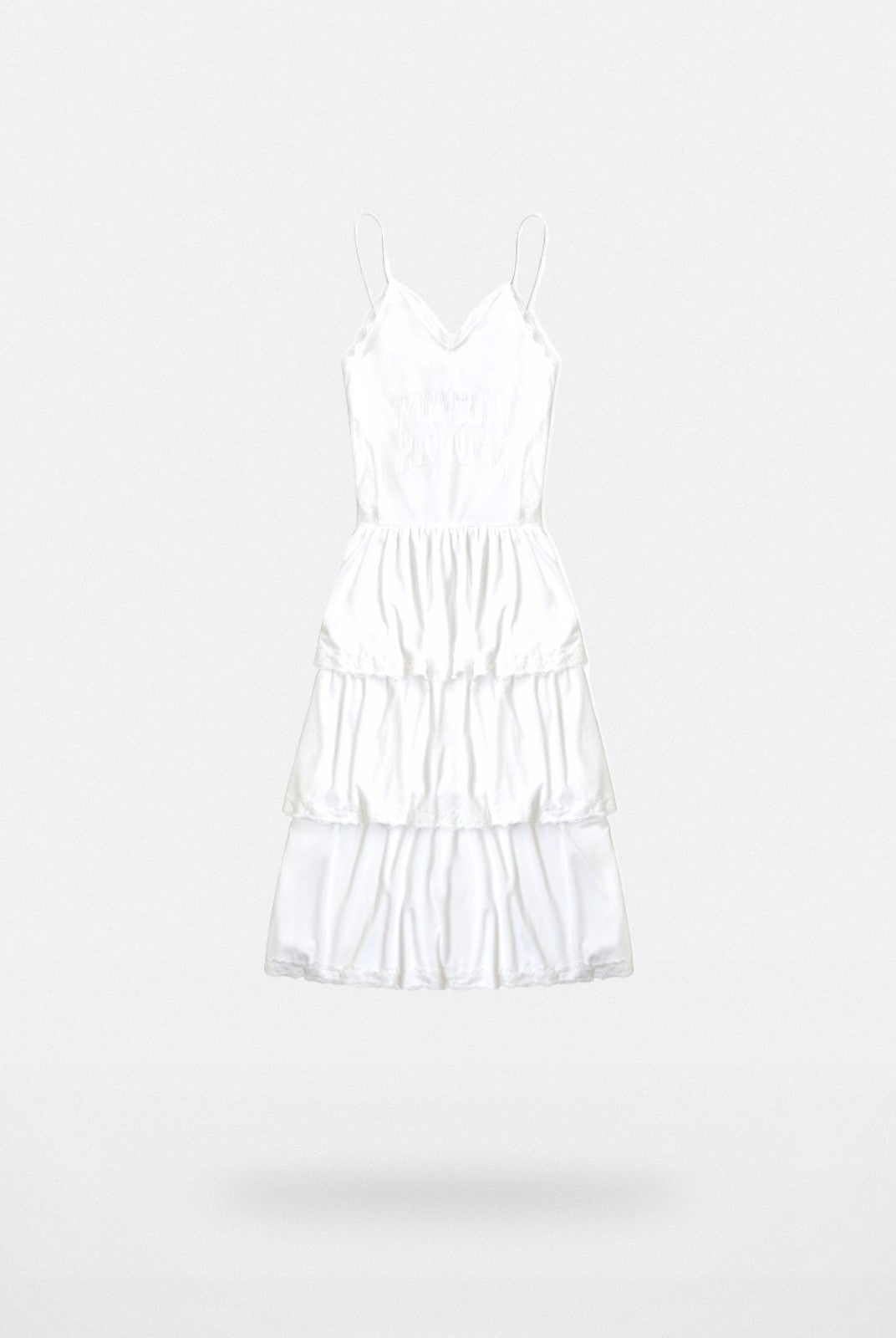 MASONPRINCE Tiered Lace Trim Slip Dress in White #color_white