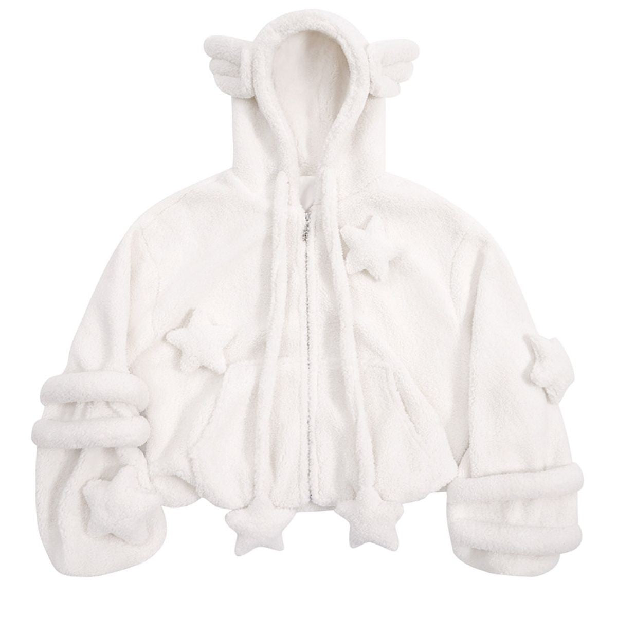 CFIERCE Angel Wing Sherpa Jacket in White