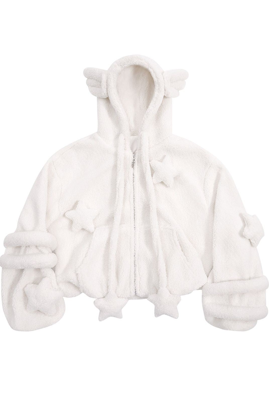 CFIERCE Angel Wing Sherpa Jacket in White