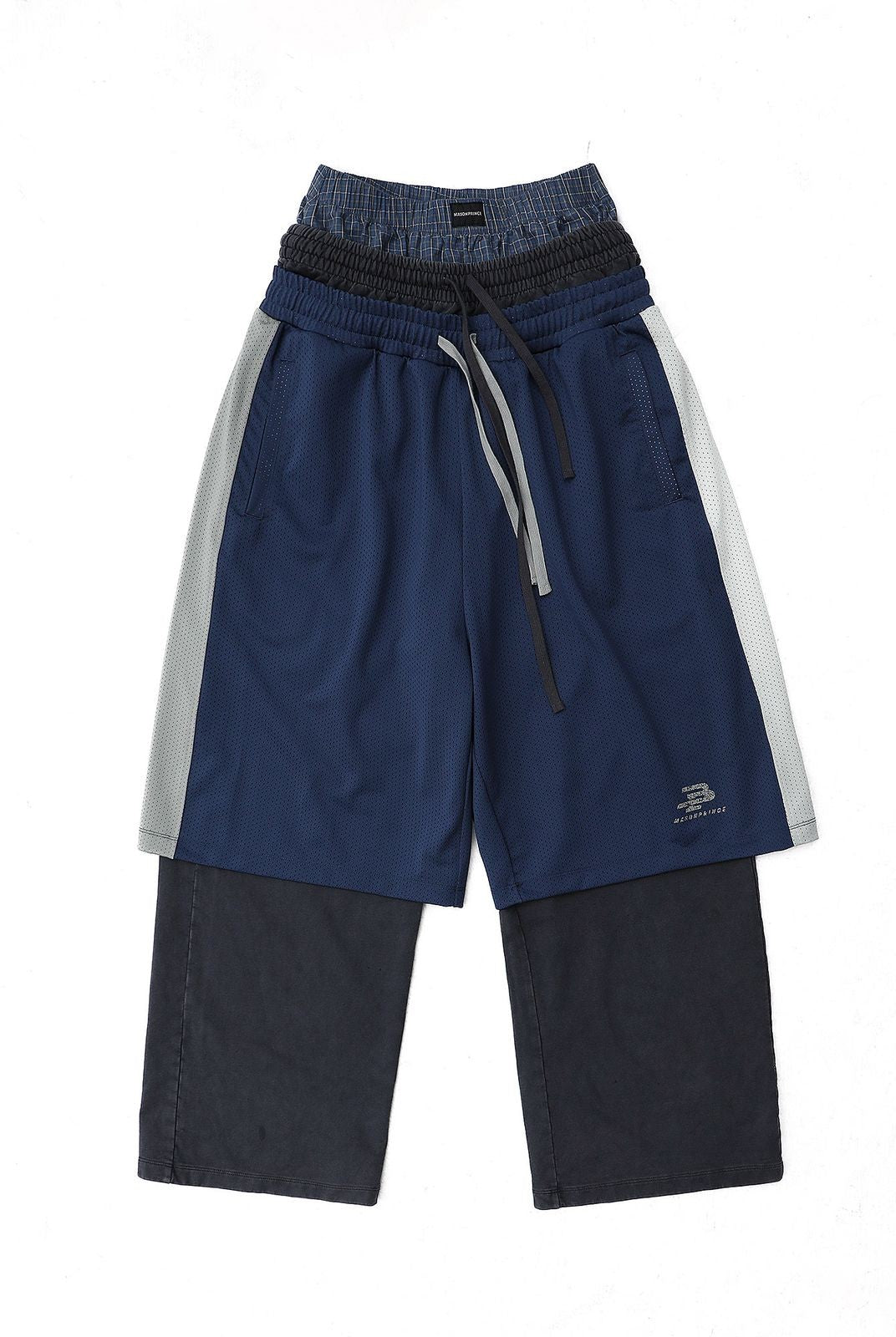 MASONPRINCE Layered Mesh Cotton Pants in Blue #color_blue