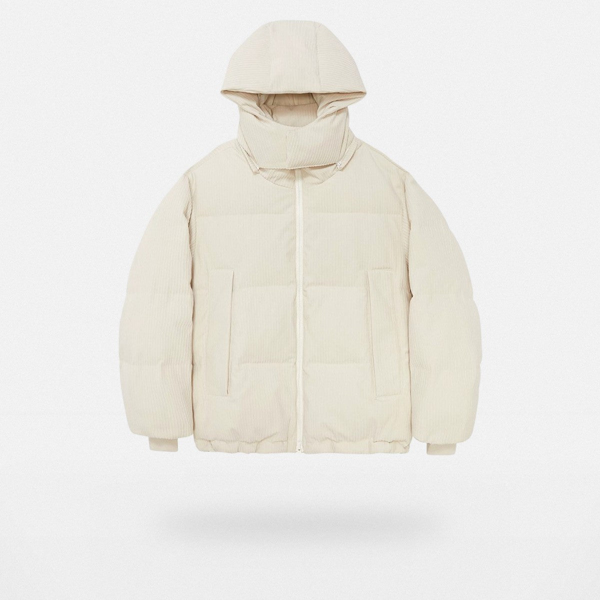NANS Corduroy Texture Down Puffer Jacket in White
