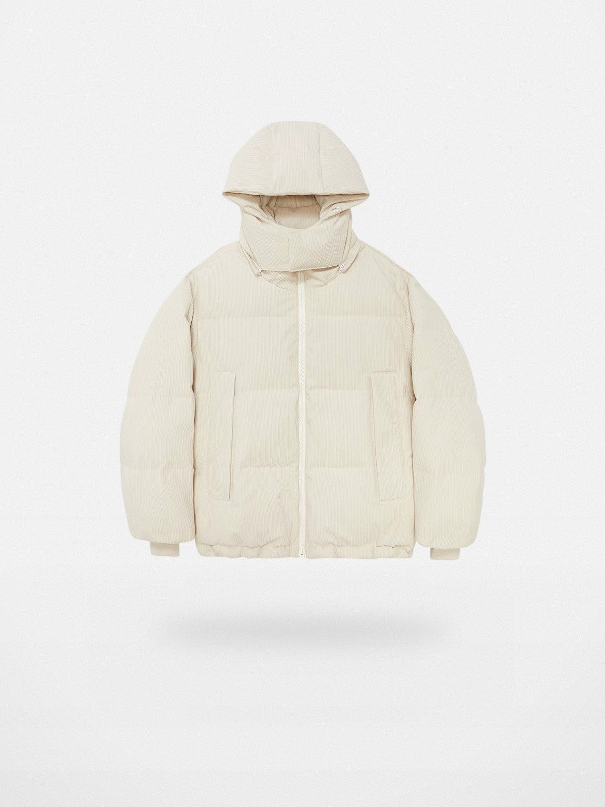 NANS Corduroy Texture Down Puffer Jacket in White