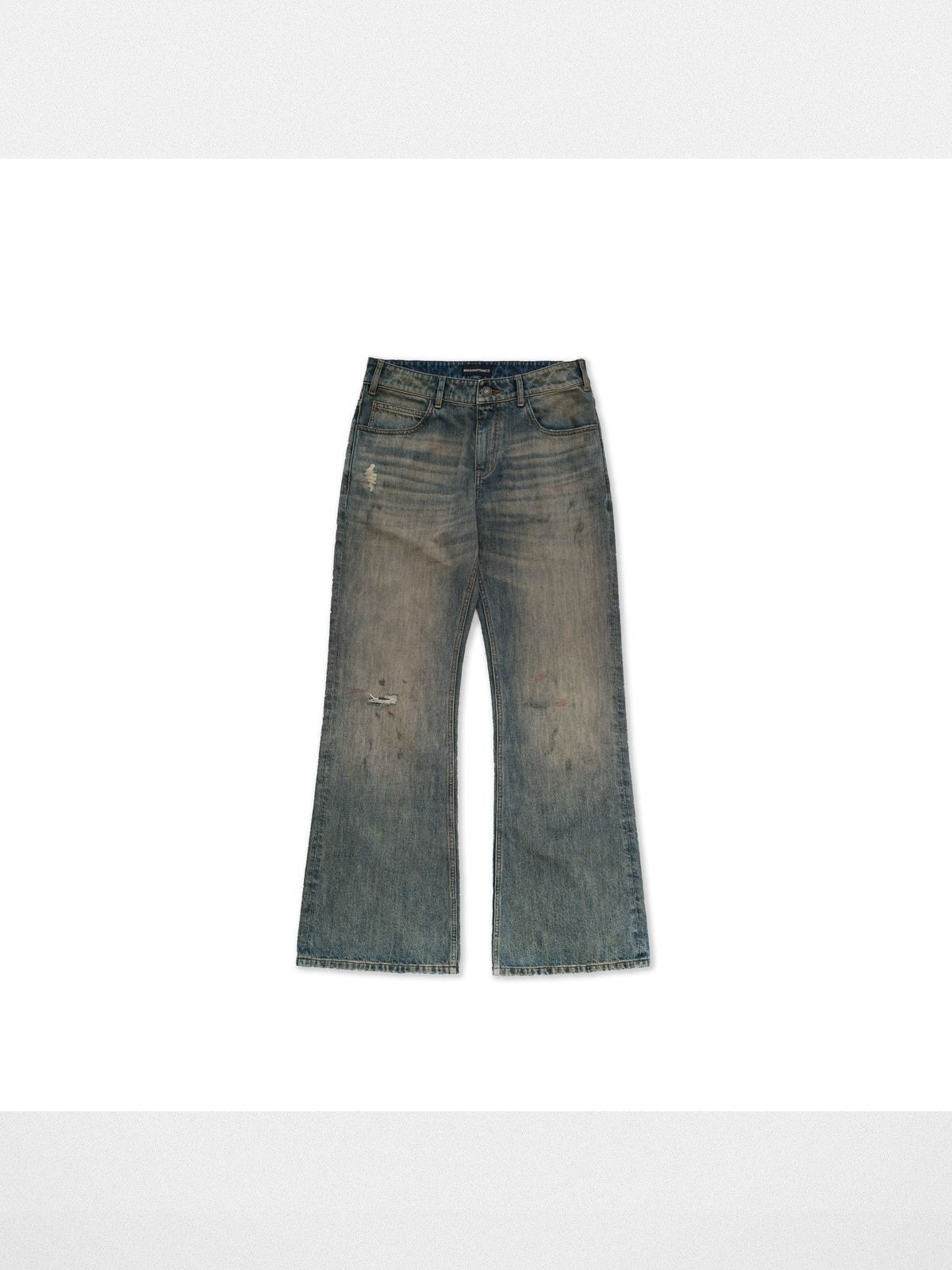 MASONPRINCE Distressed Boot Cut Washed Jeans in Blue #color_blue