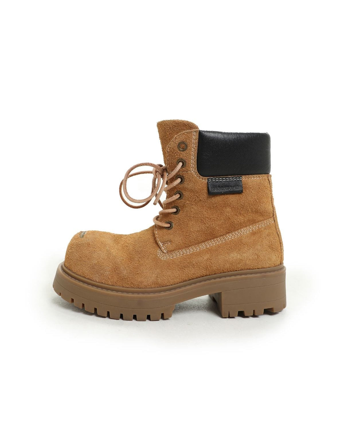 MasonPrince Washed Suede Platform Work Boots in Beige