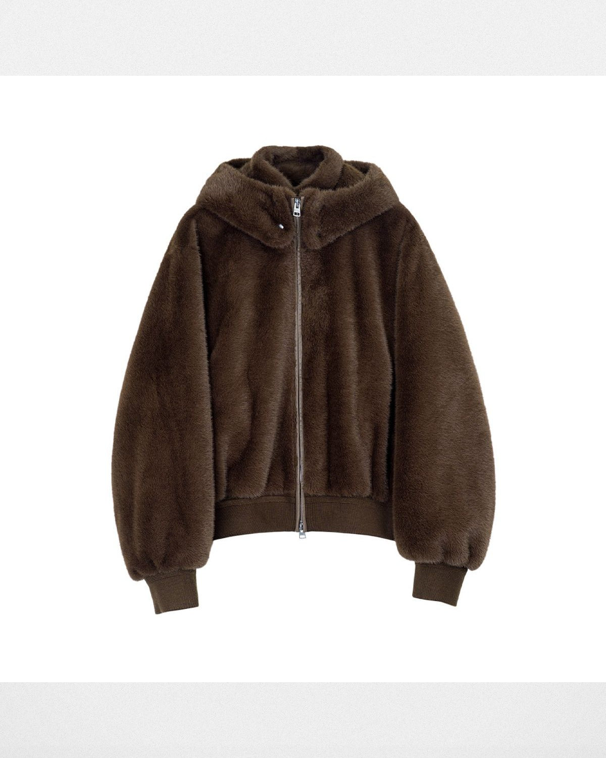 Simple Project Detachable Hood Faux Fur Jacket in Brown