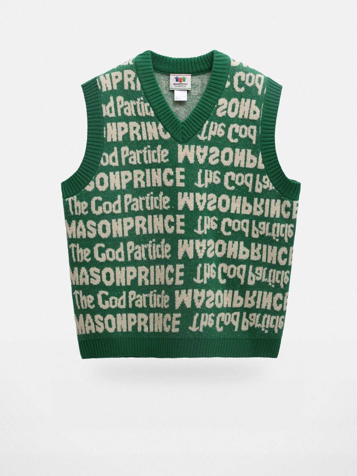 MASONPRINCE Embossed Pattern Wool Blend Vest in Green
