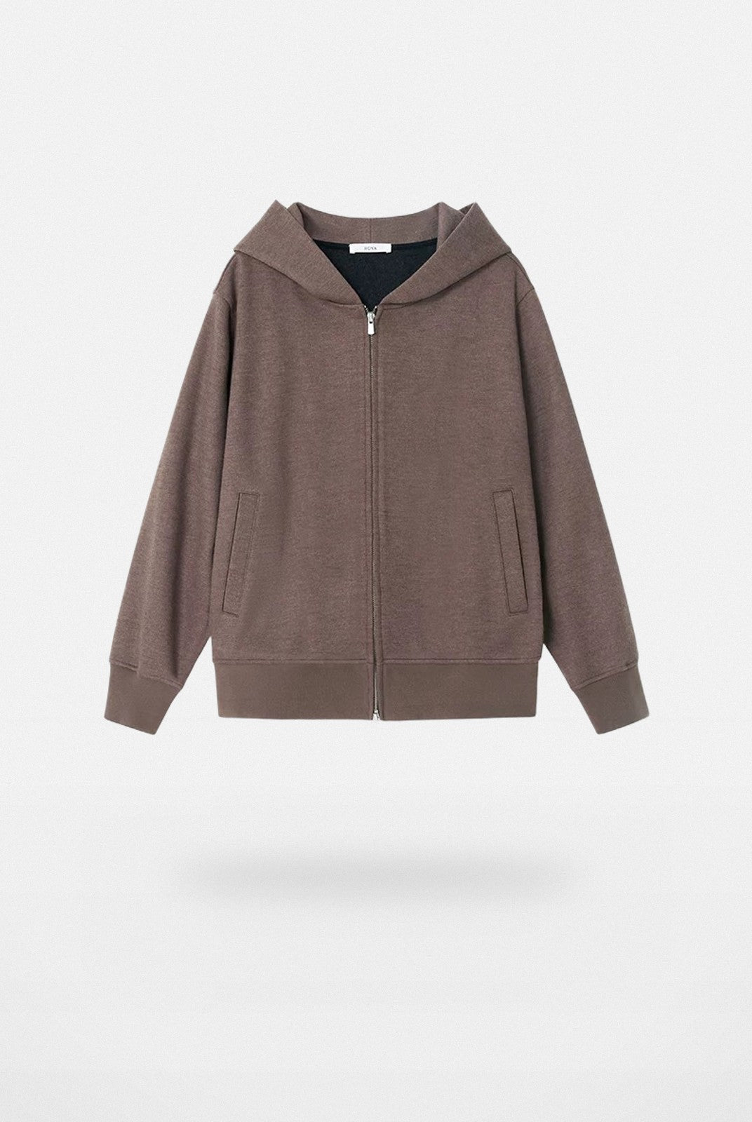 ROYA Merino Wool Blend Zip Up Hoodie in Oatmeal