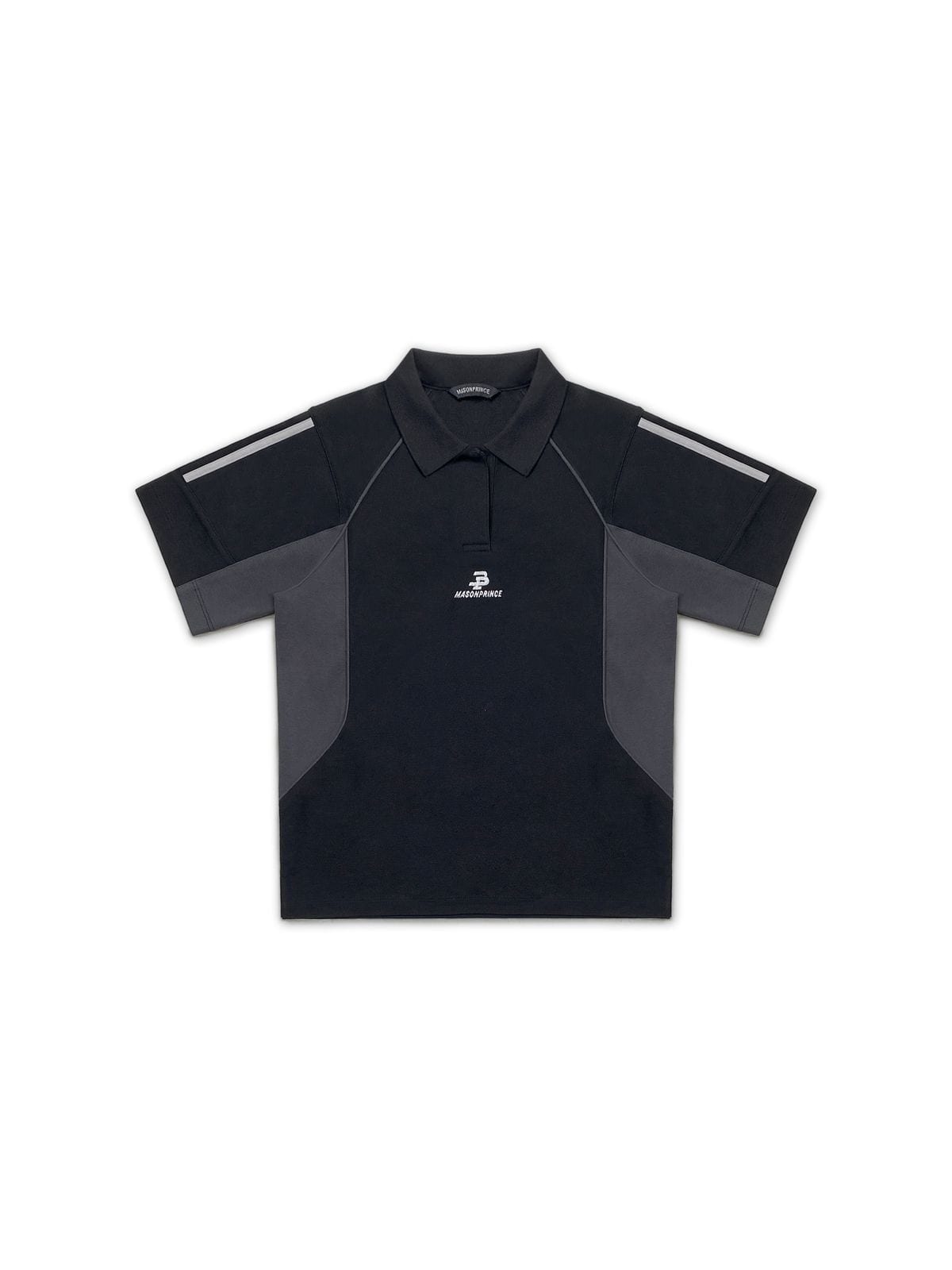 MasonPrince Contrast Panel Knit Polo in Black