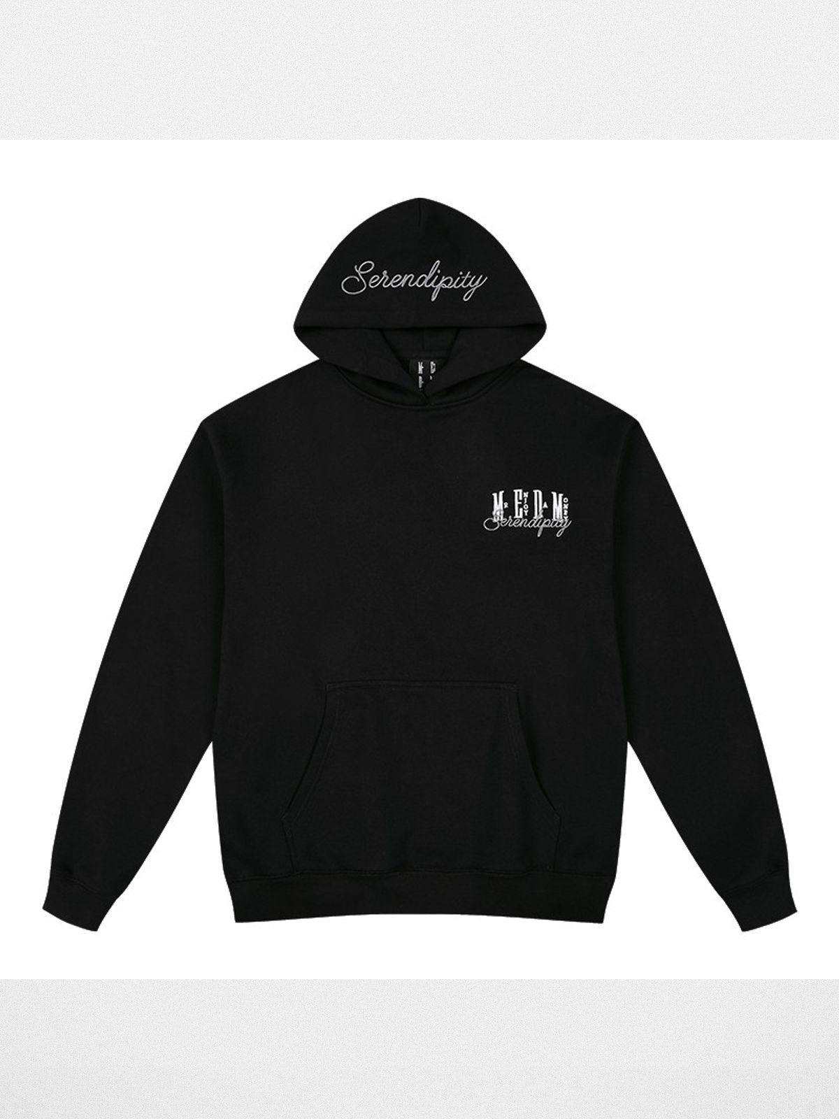 MEDM Embroidered Logo Fleece Hoodie in Black