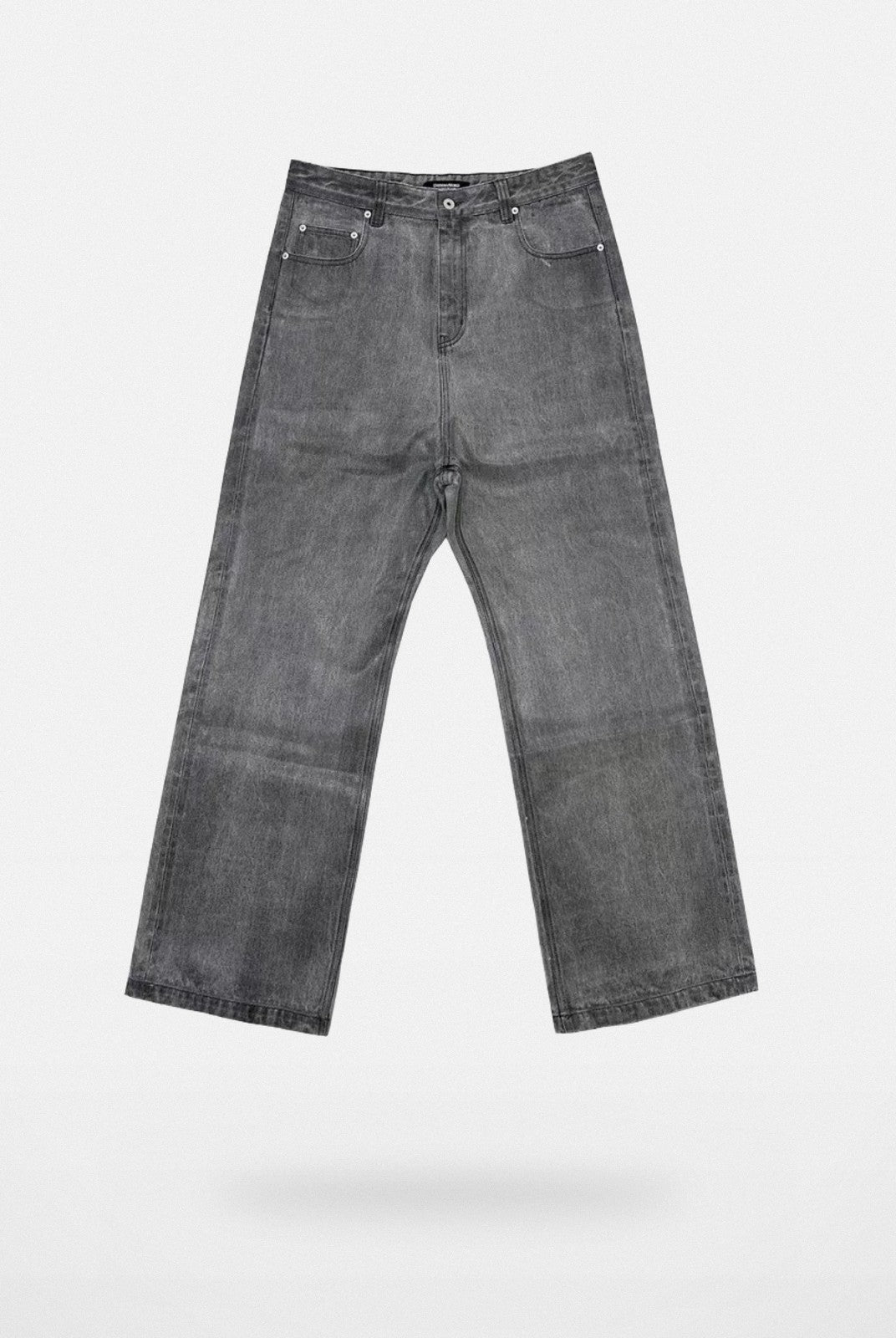 UNKNOWNWORLD Washed Waxed Wide Leg Jeans in Gray