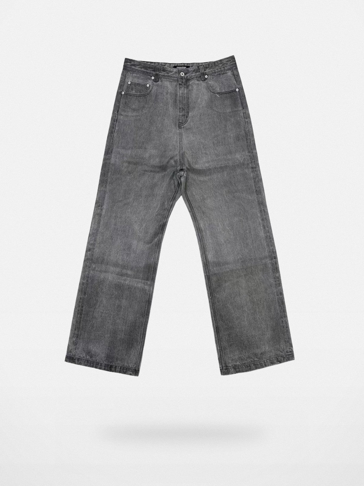 UNKNOWNWORLD Washed Waxed Wide Leg Jeans in Gray