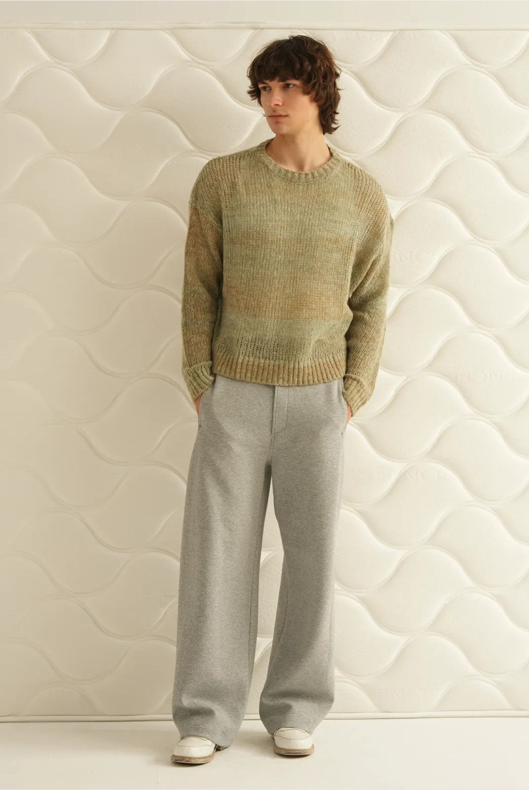 Retro 21 Gradient Wool Blend Crewneck Sweater in Green