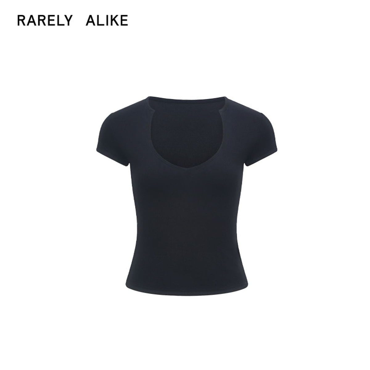rarely alike Cup Neck Short Sleeve Tee in Black