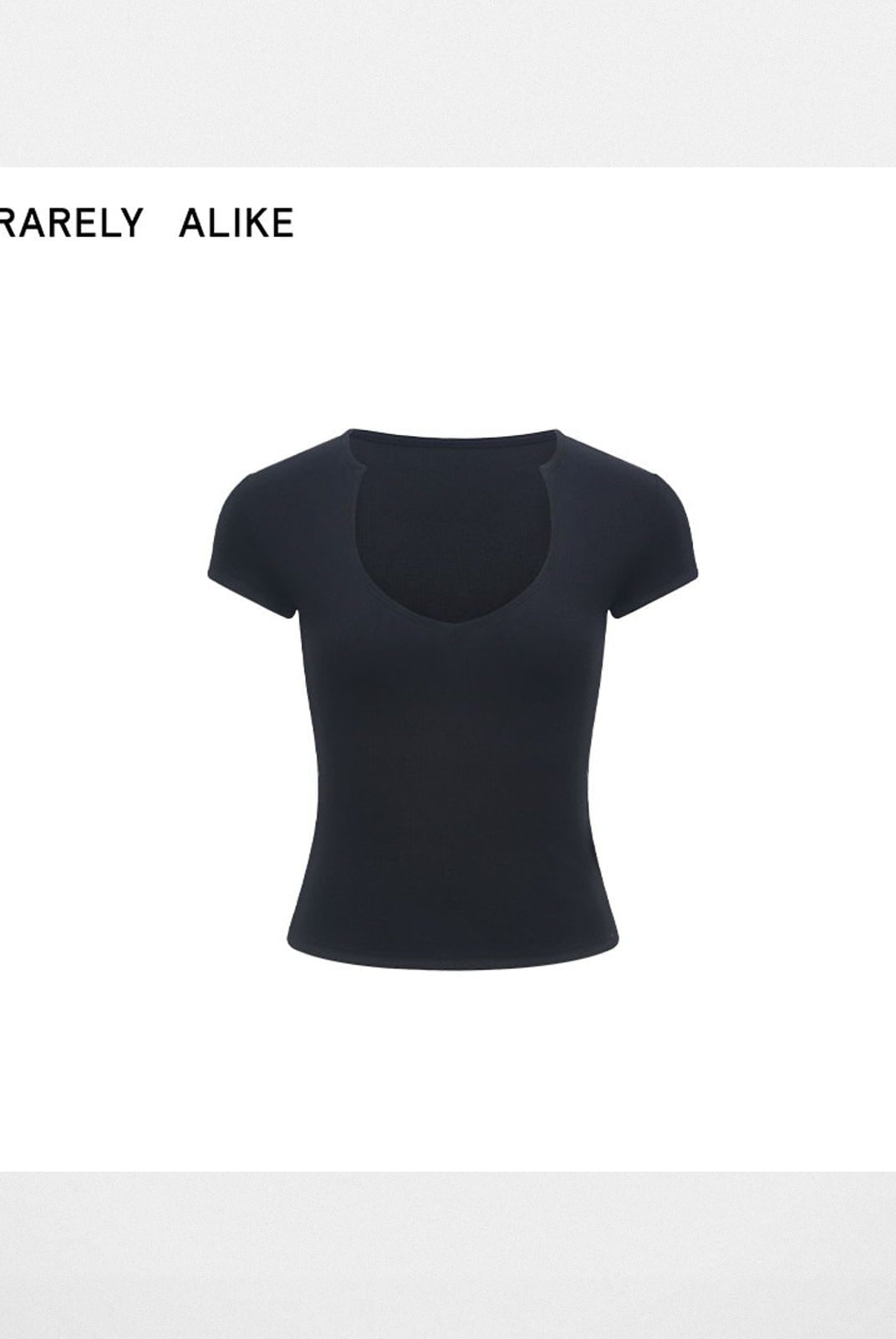 rarely alike Cup Neck Short Sleeve Tee in Black