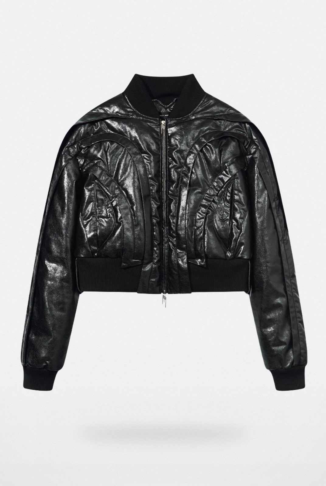 BLINDNOPLAN Cropped Layered MA 1 Bomber Jacket in Black