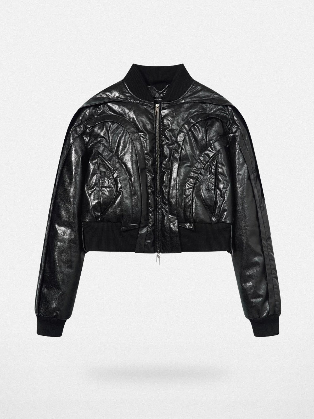 BLINDNOPLAN Cropped Layered MA 1 Bomber Jacket in Black