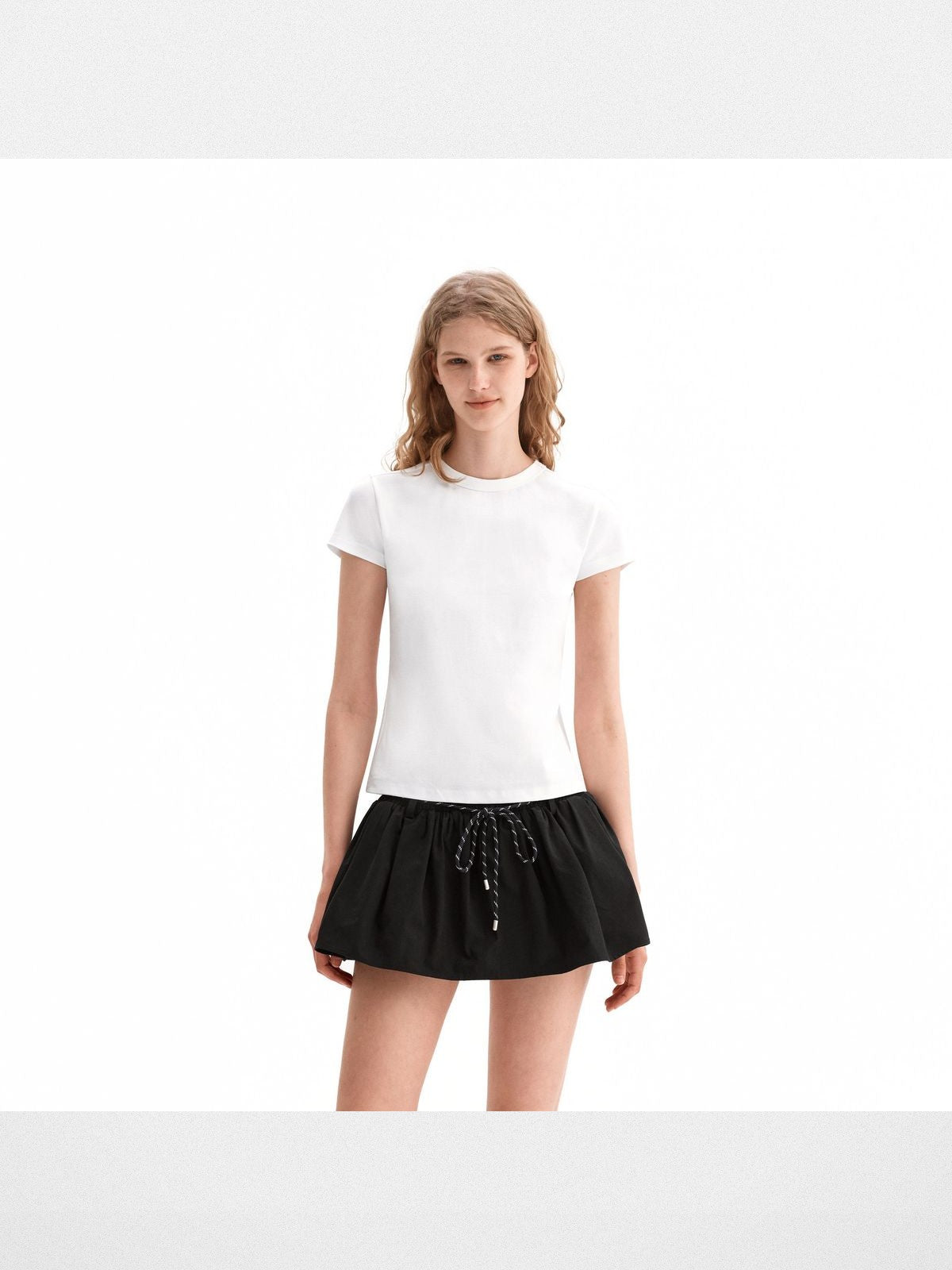 PUKI Classic 100 Cotton T Shirt in White - On Model