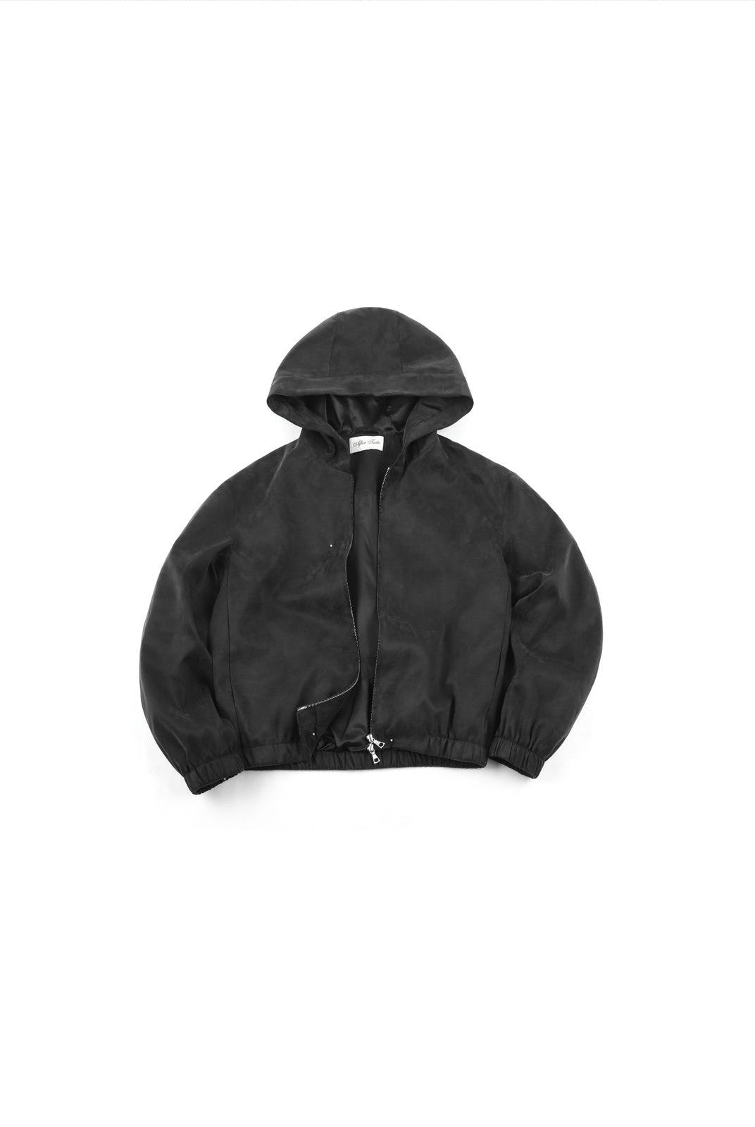 AFterTaste Sand Washed Cupro Hooded Jacket in Black