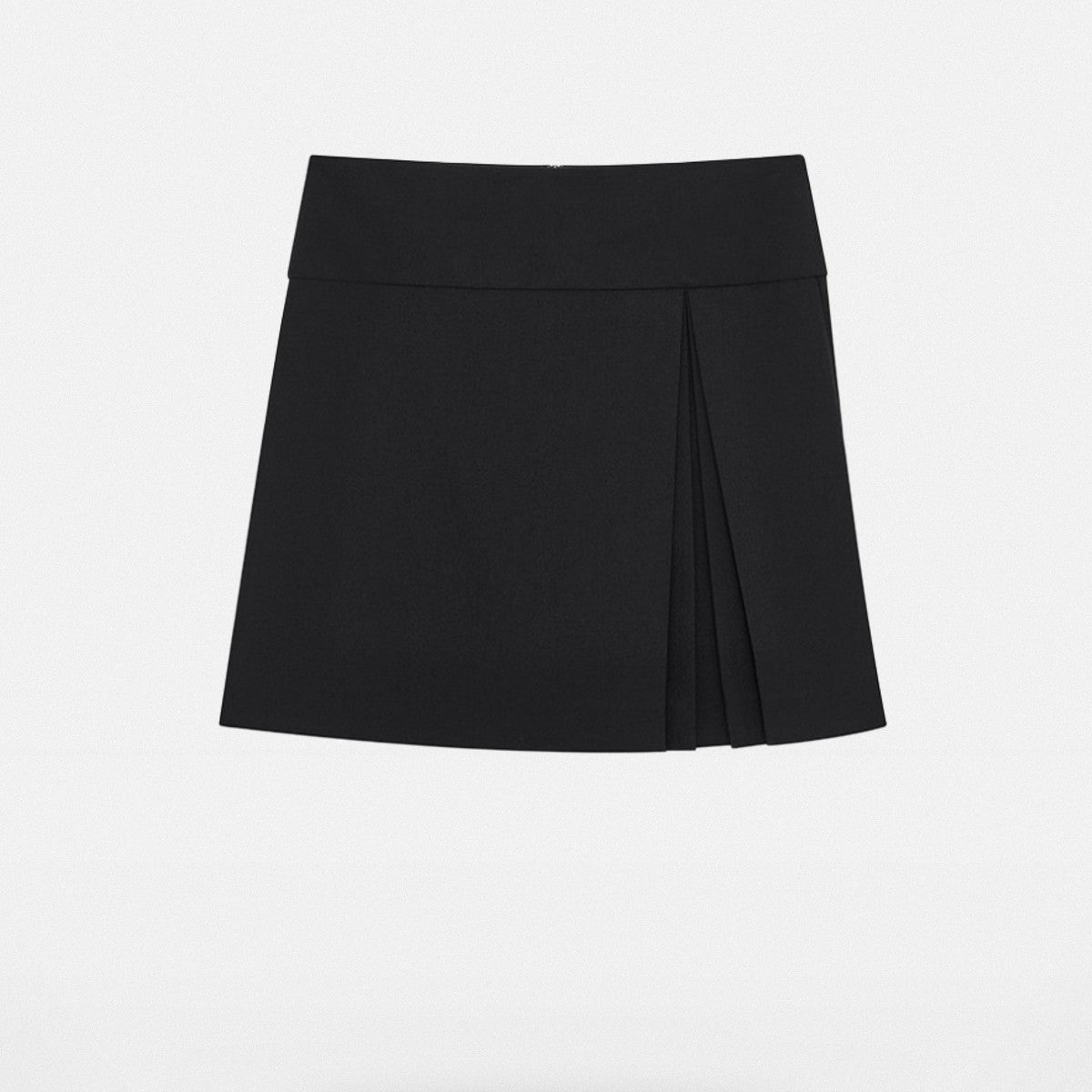 SHUSHUTONG Lamb Wool Side Slit Mini Skirt in Black