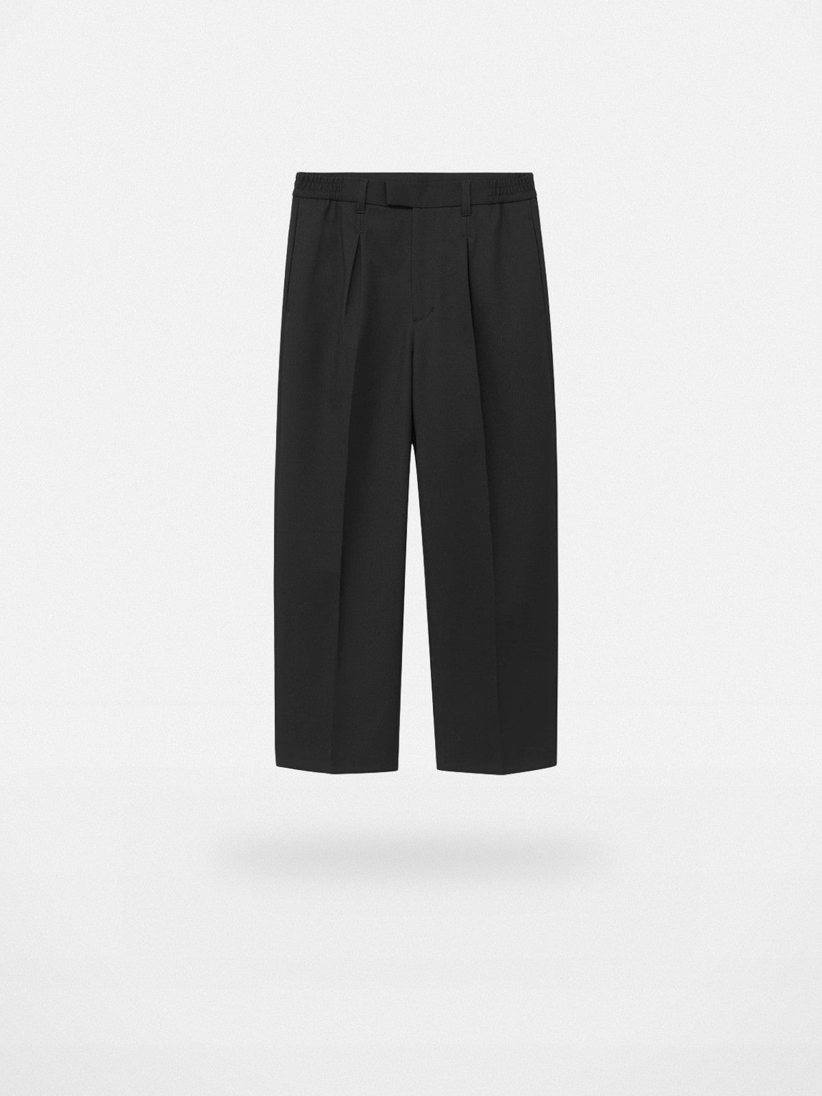NANS Pleated Brushed Twill Cropped Pants in Black