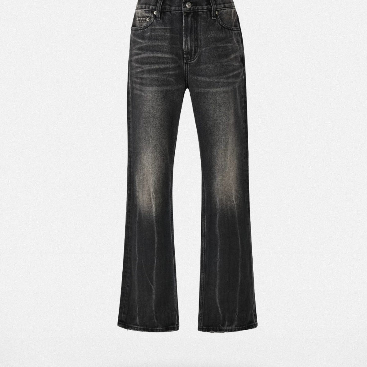 VLABMADE Washed Black Micro Flare Jeans in Black