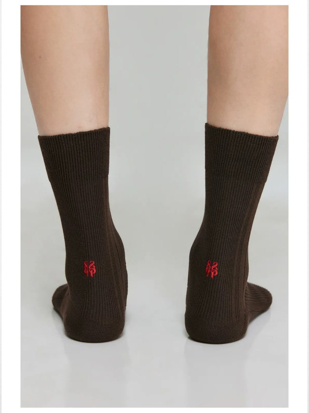Simple Project Irregular Ribbed Crew Socks in Brown
