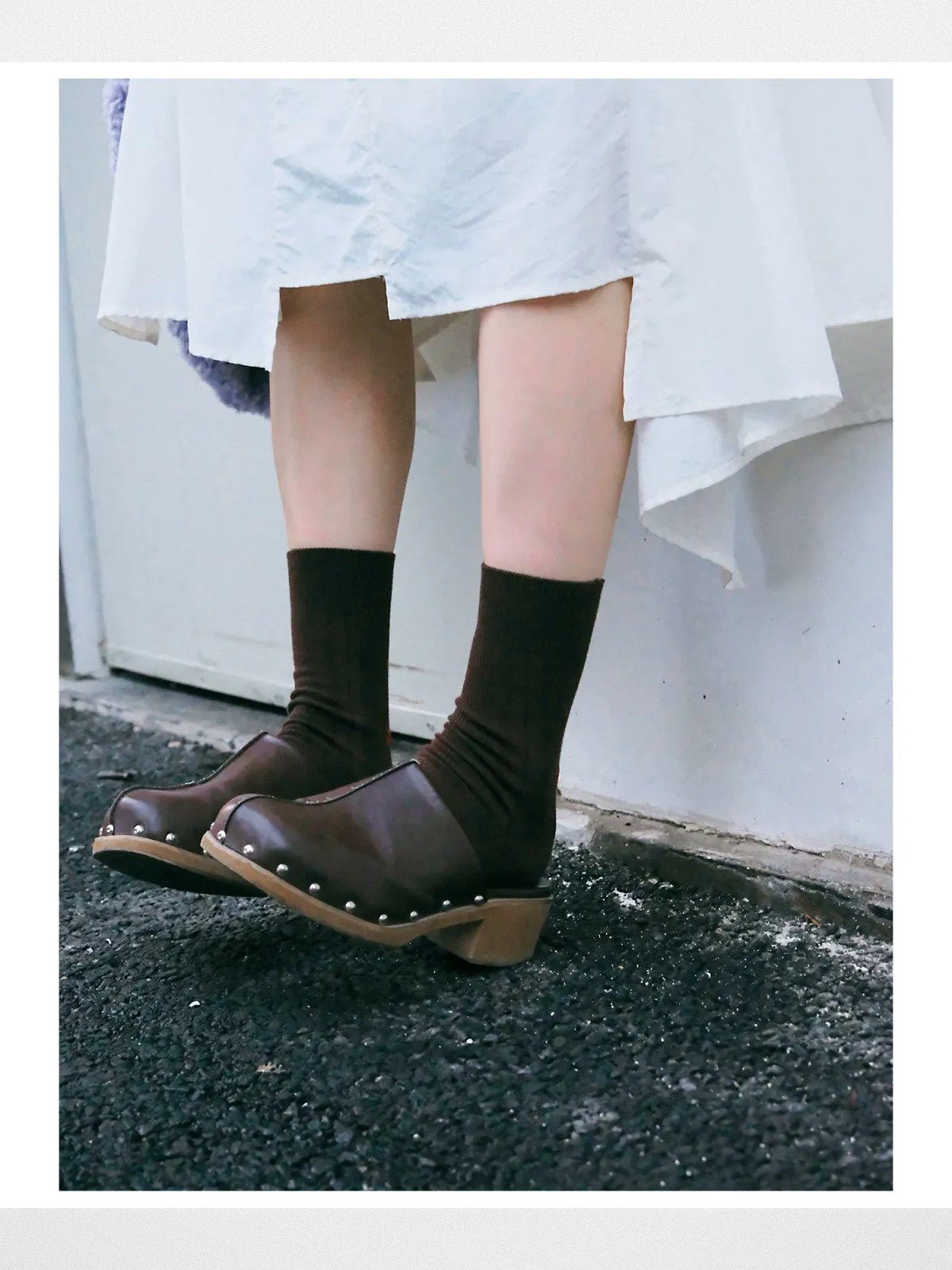 Simple Project Irregular Ribbed Crew Socks in Olive