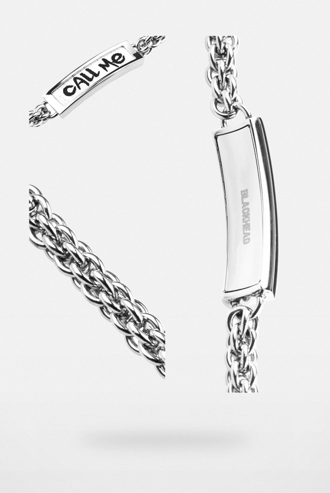 BLACKHEAD Call Me Steel Cuban Chain Bracelet in Silver - Detail