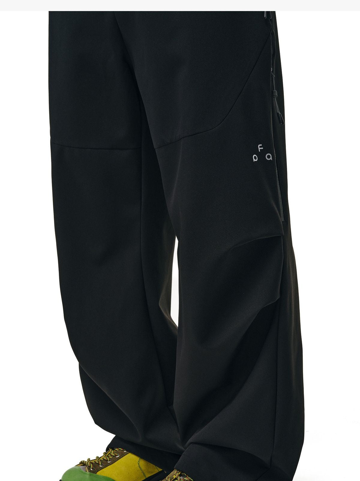 FPA Soft Shell Wide Leg Tech Pants in Black - Detail