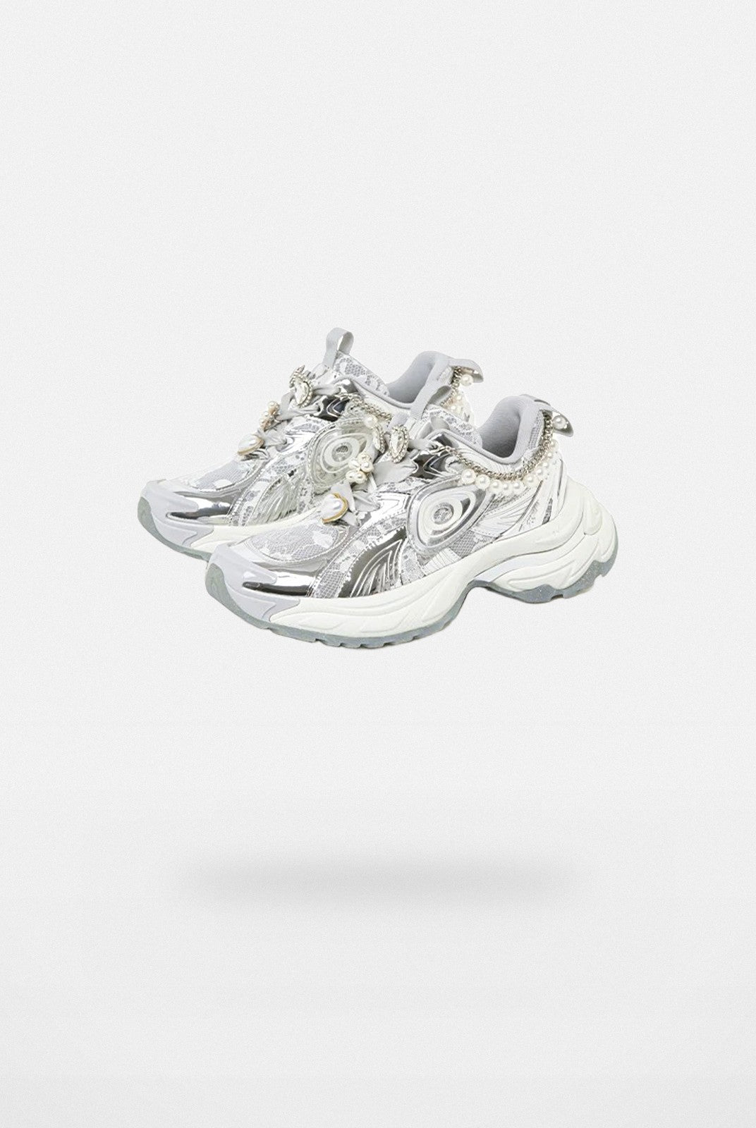 OLDORDER Metallic Pearl Chunky Sneakers in Silver