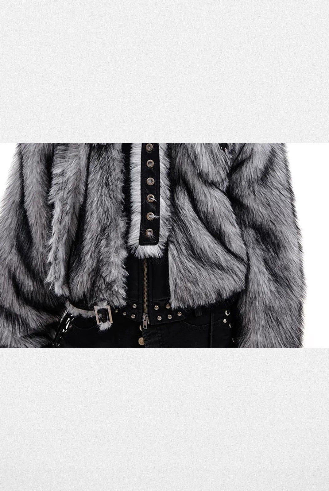 CFIERCE Grey Rabbit Faux Fur Balaclava in Gray - Detail