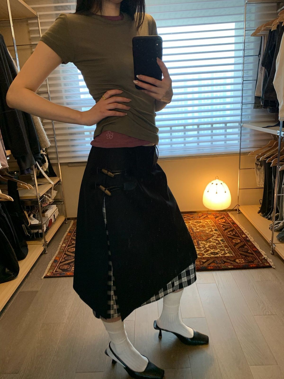 NeverSeez Slim Lyocell Wool Blend Tee in Green - On Model